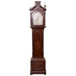 A George III eight day mahogany longcase clock, Robert Leumas London, the 12" breakarched silvered