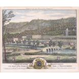 Thomas Kitchen Publisher - Chatsworth in Derbyshire, 18th c engraving, hand coloured, 19.5 x 24cm,