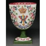 A Wemyss ware Royal Diamond Jubilee goblet, 1897, painted with cipher, inscription, date and