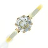 A diamond solitaire ring, the round brilliant cut diamond weighing approx 0.5ct, gold hoop,