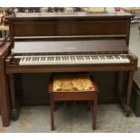 An English mahogany upright piano, Hopkinson Ltd, early 20th c and a music stool (2) Wear and