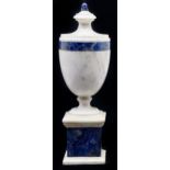 A marble and lapis lazuli urn, 20th c, in neo classical, style, 39cm h Finial and soccle restored,