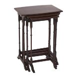 A mahogany nest of tables, early 20th c, crossbanded in satinwood and line inlaid, 69cm h; 50 x 36.