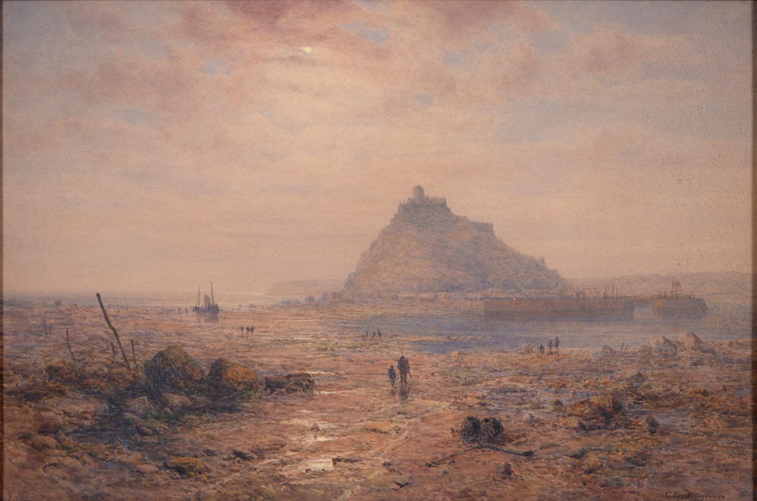 Charles Brooke Branwhite (1851-1929) - St Michael's Mount Cornwall, signed, watercolour, 54 x 82cm