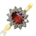 A tourmaline and diamond cluster ring,  in 18ct gold, Birmingham 1994, 4.1g, size L