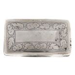 A George III silver snuff box, of slightly curved oblong form, engraved  leaf borders, 59mm l, by