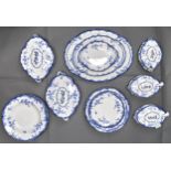 A Ridgway Chiswick pattern part dinner service, c1900, transfer printed in underglaze blue with