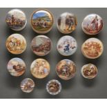 A collection of thirty seven Victorian pot lids, principally F & R Pratt, c1870, large, medium and