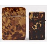 Two Victorian tortoiseshell card cases, the larger veneered in blond shell, 91 and 108mm Good
