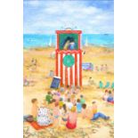 Brenda Brooks (1932 - ) - Punch and Judy, signed and dated '96, oil on board, 74.5 x 49cm Good