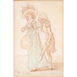 Follower of Thomas Rowlandson - Humorous figures and groups, four, all bear signature,