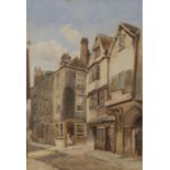 J Langshaw (Exhibited 1865) - The Old City School Christmas Street Bristol, watercolour, 49.5 x 34cm