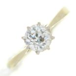 A diamond solitaire ring  with old cut diamond weighing approximately 0.25ct,  in white gold,