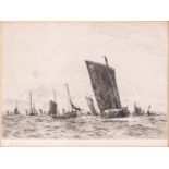 William Lionel Wylie RA, RI (1851-1931) - Etaples Fishing Fleet, etching, signed by the artist in