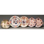 Two Mason's Japan pattern plates, 21.5cm diam, two other 19th c Japan pattern plates and a