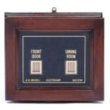 An Edwardian electrical servant's electromagnetic indicator board, in mahogany with verre eglomise