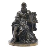 A French bronze statuette of Ambroise Pare, 19th c, cast from a model by Etienne Marin Mellingue,