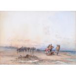 Frederick William Hattersley (1859-1942) - Beach Scene with Fisherfolk, signed, watercolour, 26 x