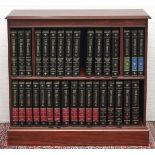 A mahogany open bookcase, late 20th c, 82cm h; 25 x 88cm and a quantity of encyclopaedias Good