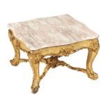 A Victorian giltwood and composition serpentine stool, mid 19th c, adapted as an occasional table