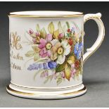 A Royal Worcester mug, 1881, painted with lily of the valley and other flowers flanking the gilt