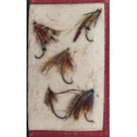 Fly Fishing. A Victorian angler's fly wallet, c1870, retaining 16 contemporary flies on vellum-