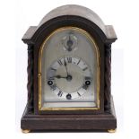 A German oak miniature bracket clock, early 20th c, the Winterhalder and Hofmeier gong striking