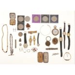 A 9ct white gold lady's wristwatch, incomplete and miscellaneous watches,   and miscellaneous