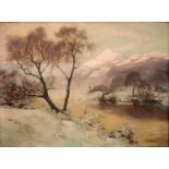 A Oliver (late 19th c) - Winter Sunlight in the Highlands, signed, signed again verso, oil on