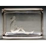 A Lobmeyr glass box and cover, c1930, the cover wheel engraved on the underside with a seated muse
