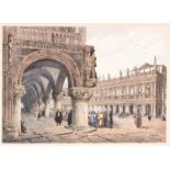 Various artists after Samuel Prout - Continental Scenes, comprising Lyons, Port St Martin Tours,