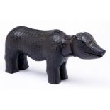 Folk Art. A naive dense hardwood carving of a bear in a collar, 19th/20th c, 20cm l Lacks tail