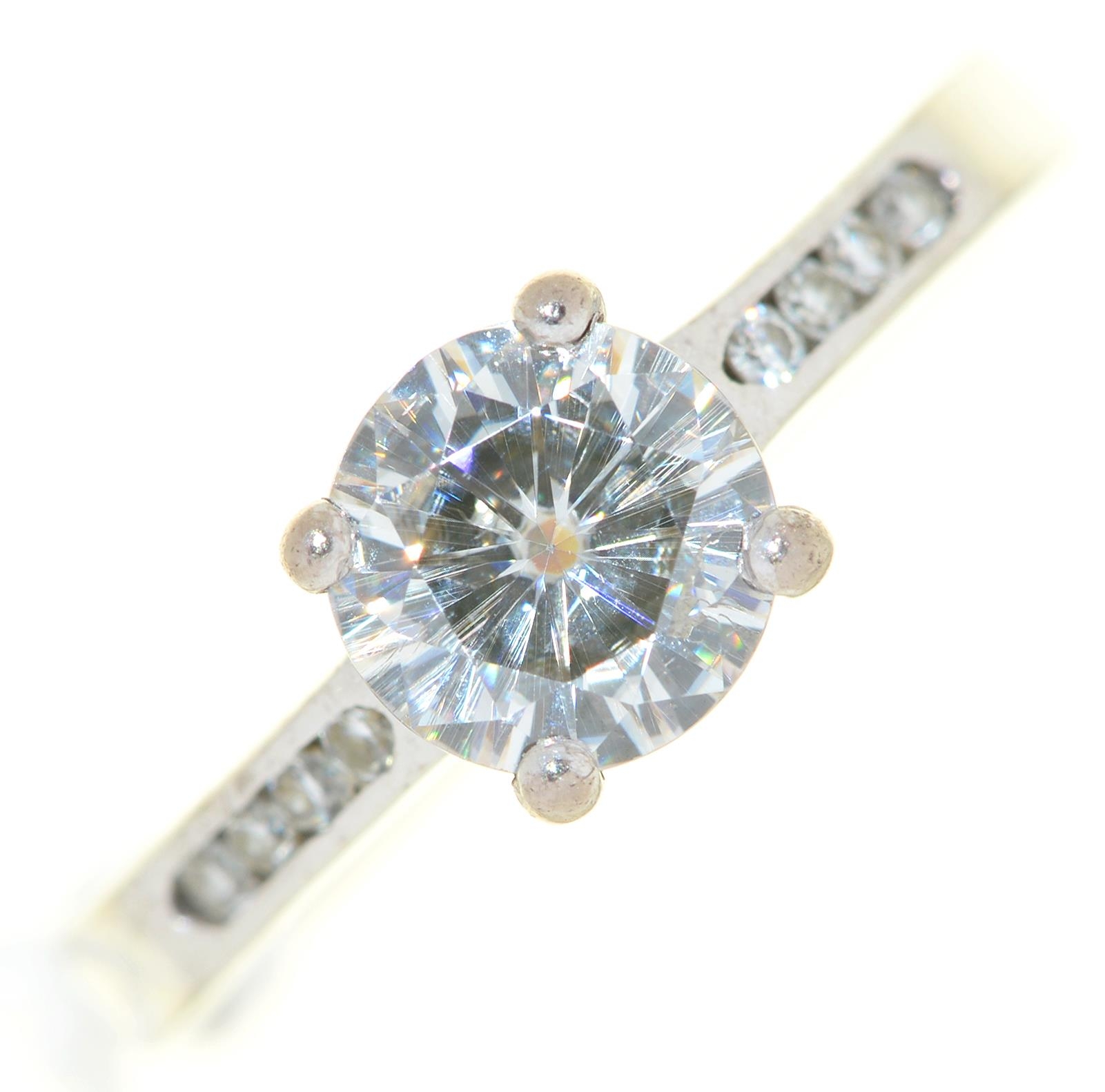 A Moissanite ring, in 18ct white gold, 3.1g, size K½