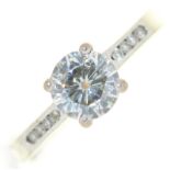 A Moissanite ring, in 18ct white gold, 3.1g, size K½