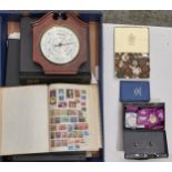 A collection of postage stamps and first day covers, United Kingdom pre and post decimal coins and a