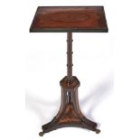 A mahogany, satinwood, inlaid and penwork stand, 19th/20th c, in Regency style, the rectangular