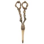 A pair of William IV silver gilt grape shears, Vine pattern, 20cm l, by William Theobalds, London