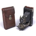 An Eastman  Kodak 3a Autographic folding camera,  Model B, leather case Fair condition for age,