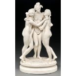 A Victorian parian ware group of The Three Graces, c1860, after the sculpture by Antonio Canova,