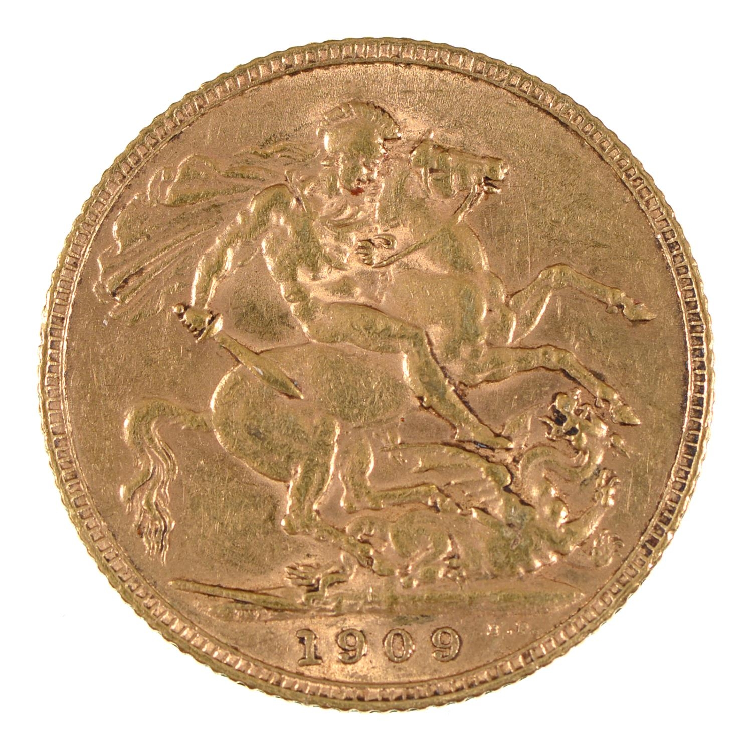 Gold coin. Sovereign 1909 - Bild 2 aus 2