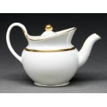 A Wedgwood gilt white ware teapot and cover, c1820, 92mm h, impressed mark Finely potted and in good