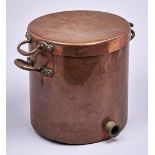 A two handled cylindrical copper boiler and two handled cover, early 20th c, 34cm h Minor dents