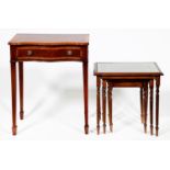 A serpentine mahogany and crossbanded side table, 20th c,  in George III style, 76cm h; 39 x 60cm