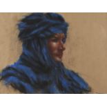 Catherine Dammeron (1976 - ) - Portrait du Touareg, signed, pastel, 43 x 56cm Good condition