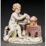 A Meissen figure of a child emblematic of Fire from the Four Elements, late 19th c, 10.5cm h,