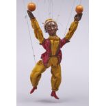 Puppet. A Victorian painted wood music hall ball juggler marionette, c1890, in the form of an