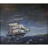 Italian Pierhead Painter, 1887 - "Ceres" in a Gale in the Bay Biscay 1886, signed and dated,