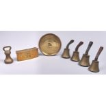 A sheet brass ammunition box,  embossed double headed eagle, twin lids, 24cm l, four hand bells,