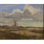 Sydney Walton, mid 20th century - Landscape with Windmill, signed and dated ' 58, oil on canvas,
