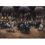 Diana  Margaret Perowne  (1934-2020) - Household Cavalry, signed with initials and dated '89, oil on